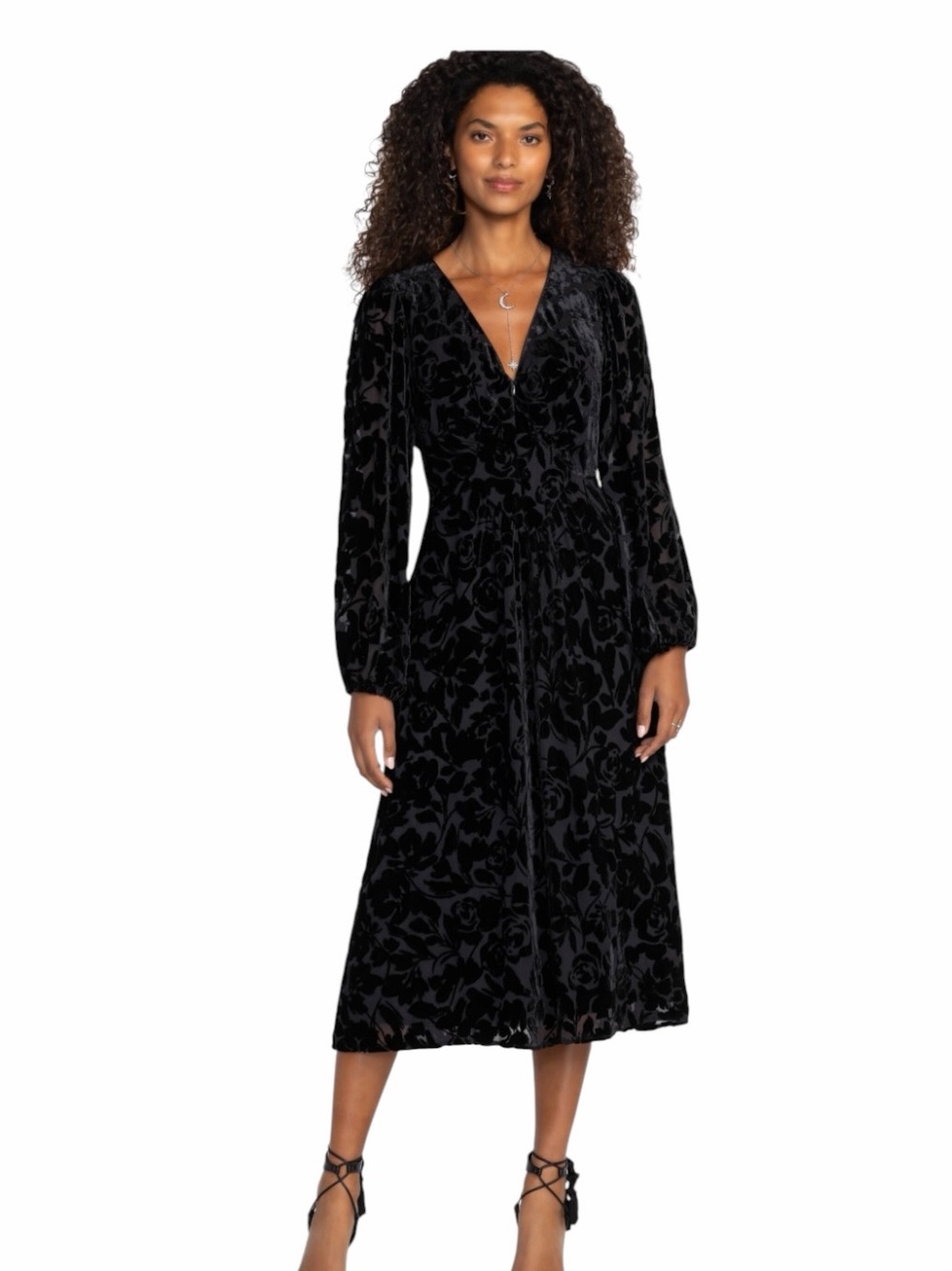 Johnny Was Jade Womens  Wynnter Silk-Blend Midi Dress Black size 2 NWT
